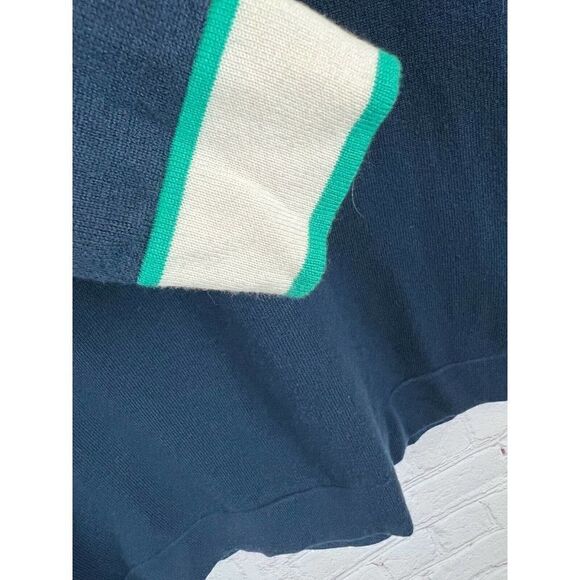 VINEYARD VINES wool cotton blue logo V-neck contrast trim sweater pullover S - Picture 6 of 8